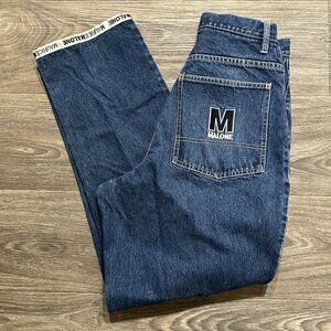 Maurice Malone Jeans 30x32 Y2K Denim Spellout Logo High Rise Straight Leg READ